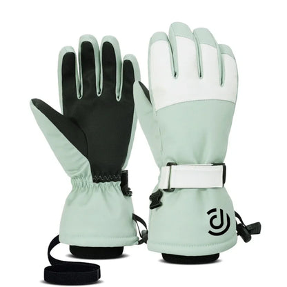 Ski Gloves  White Black Warm Waterproof Gloves