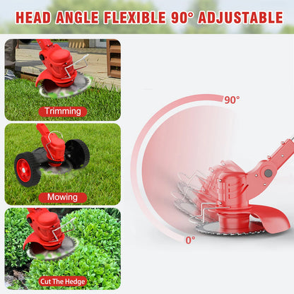 21V Cordless Weed Whacker Grass Trimmer  Edger with Wheels