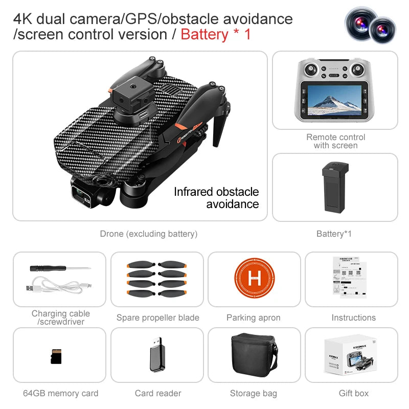 Max Drone 8K HD Three Camera GPS  Obstacle Avoidance