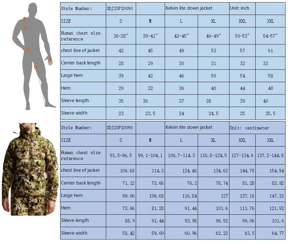 Men's Kelvin Light down winter camo jacket