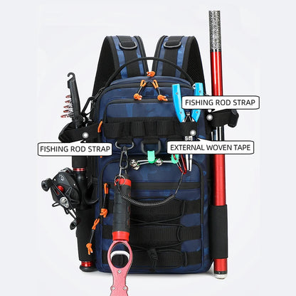 Fishing Lure Backpack with Rod Holder
