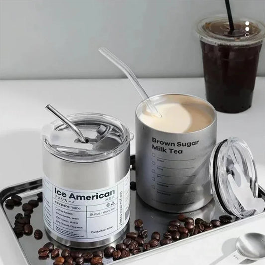 Stainless Aesthetic Cold Steel Mug With Lid 600ml