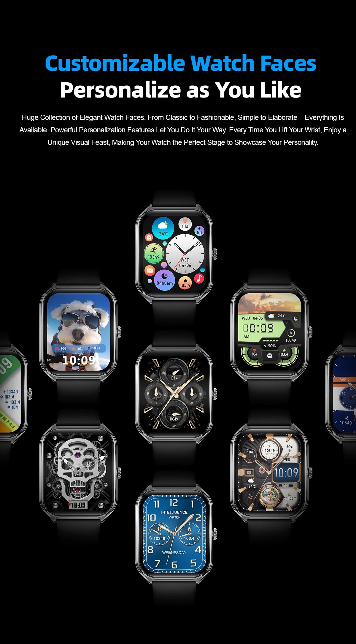 2025 smart watch, IP67 waterproof fitness activity tracker