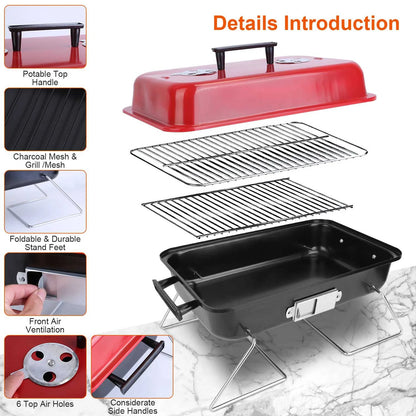 Portable Charcoal BBQ Grill Folding Tabletop Smoker