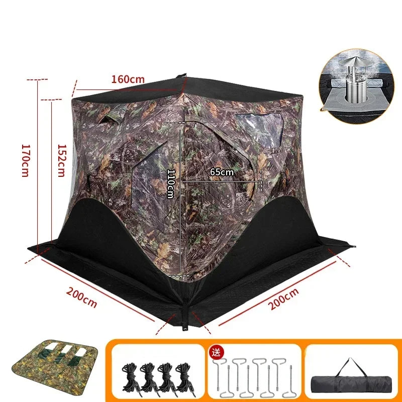 YOUSKY Outdoor Ice Fishing Tent 3-4 Person with Chimney Vent