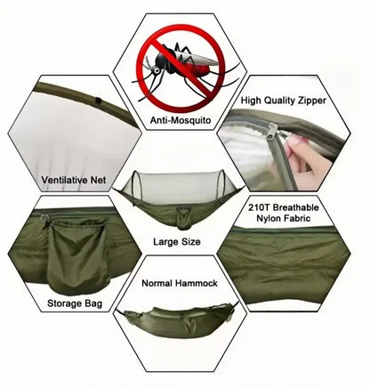 Camping hammock with mosquito net