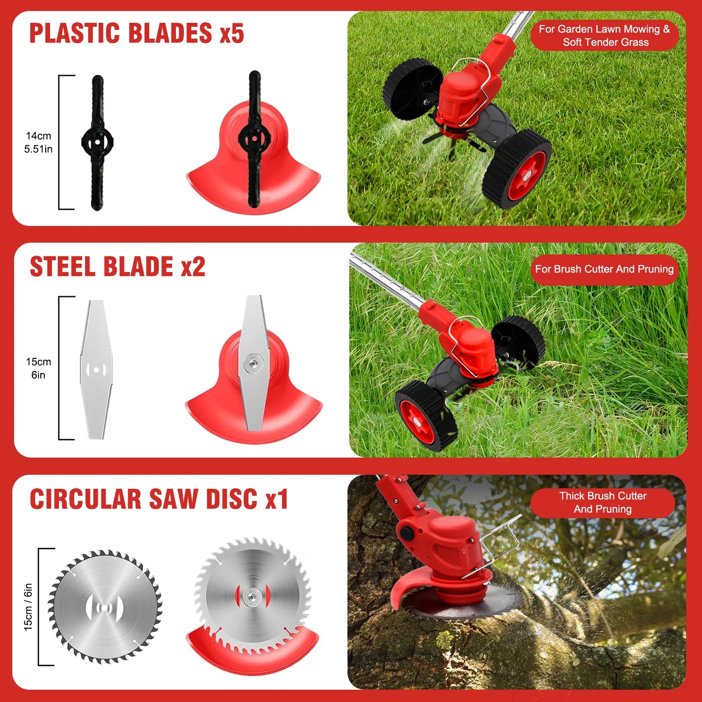 21V Cordless Weed Whacker Grass Trimmer  Edger with Wheels