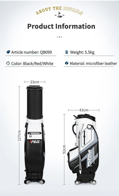 PGM High Capacity Golf Bag Four Wheel Waterproof Microfiber Leather
