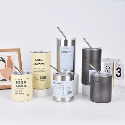 Stainless Aesthetic Cold Steel Mug With Lid 600ml