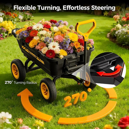 Expandable 10 Heavy-Duty Garden Dump Cart with 900lb Capacity and Quick-Release Dumping