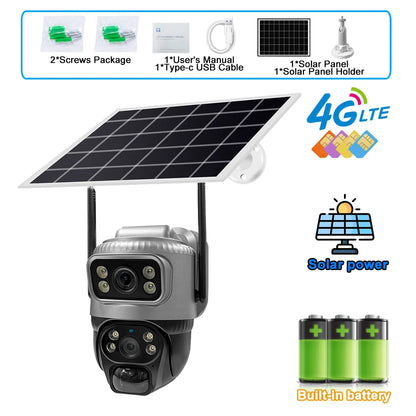 8MP 4K Solar Camera 4G Wifi Outdoor Dual Lens