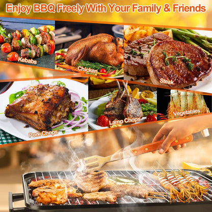 Portable Charcoal BBQ Grill Folding Tabletop Smoker