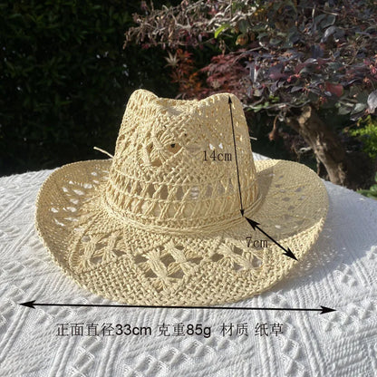 Vintage Straw Hat Wide Brim Sun Hat