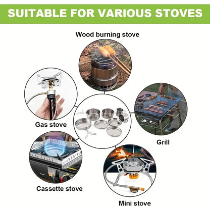 8Pcs Camping Cookware Set Stainless Steel