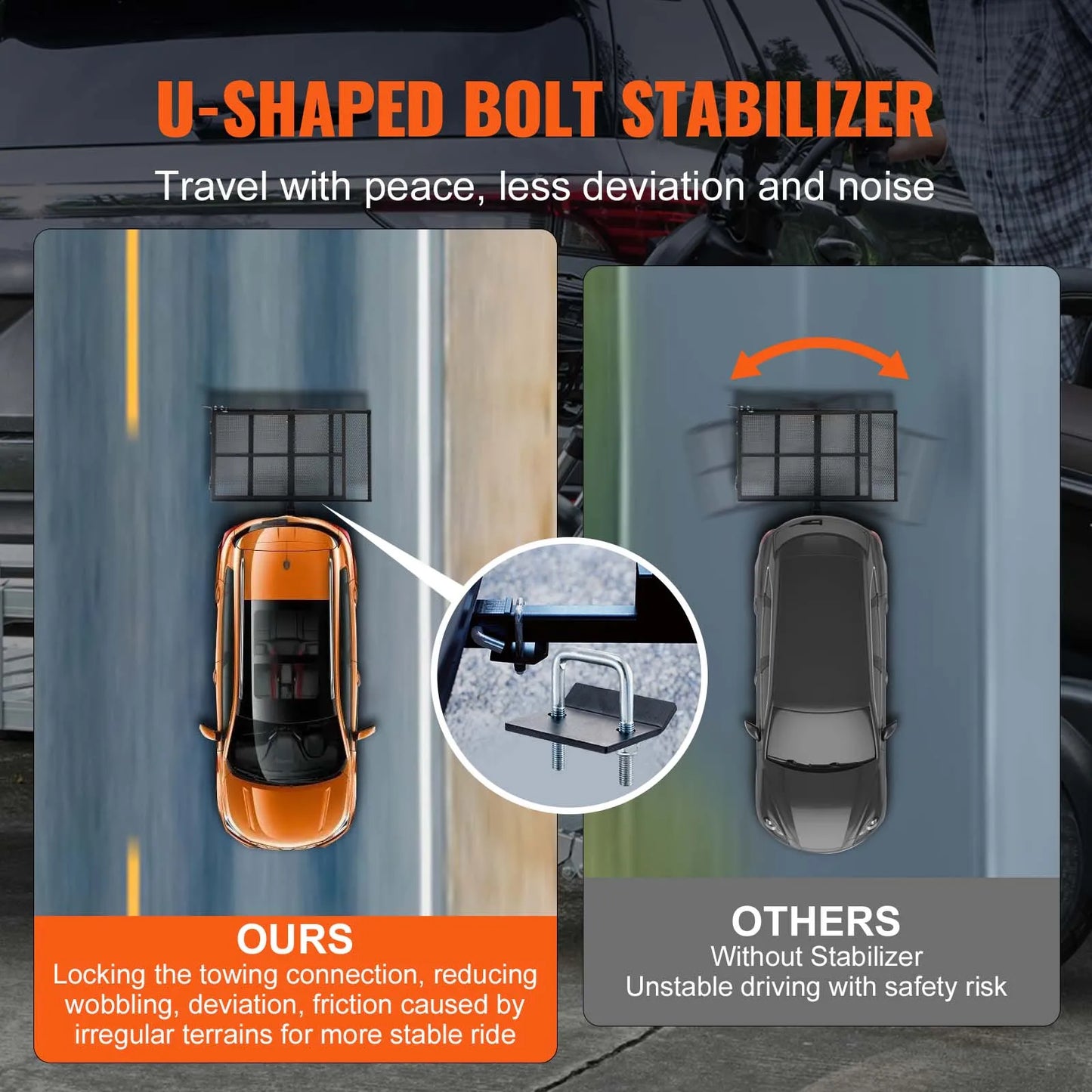 500LBS Mobility Scooter Carrier with Folding Ramp Fits 2" Hitch Receiver