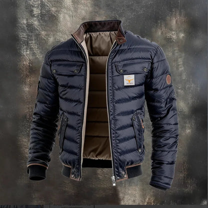 2026 Men's Vintage Leather Quilted Thermal Zip  Jacket